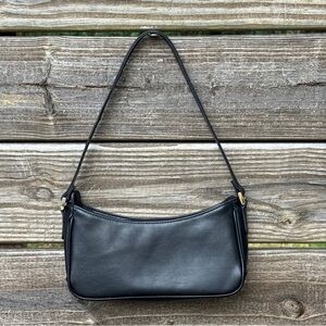 Villager by Liz Claiborne Minimalist Black Baguette Shoulder Bag Vegan Y2K